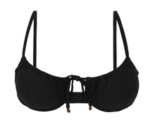 Load image into Gallery viewer, Product Front: Rio De Sol Top Top Dots-Black Balconet-Tie