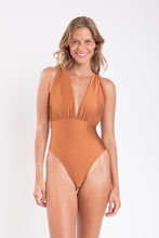 Load image into Gallery viewer, Model Front: Rio De Sol One-Piece Nocciola Riviera