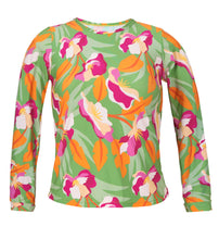 Load image into Gallery viewer, Product Front: Rio De Sol Top Top Green-Bloom Rash-Guard