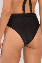 Load image into Gallery viewer, Image 07: Rio De Sol Bottom Bottom Shimmer-Black Belted-High-Waist

