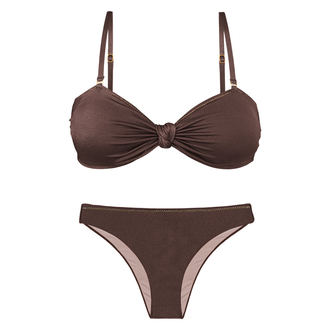 Product Front: Rio De Sol Set Set Shimmer-Coffee Bandeau-Joy Essential
