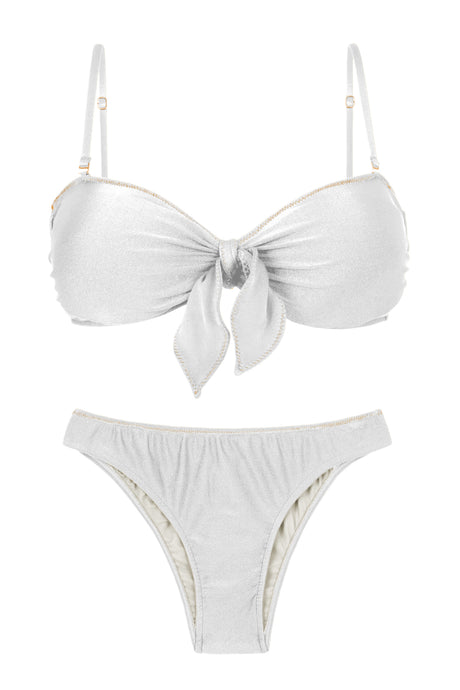 Product Front: Rio De Sol Set Set Shimmer-White Bandeau-Knot Essential